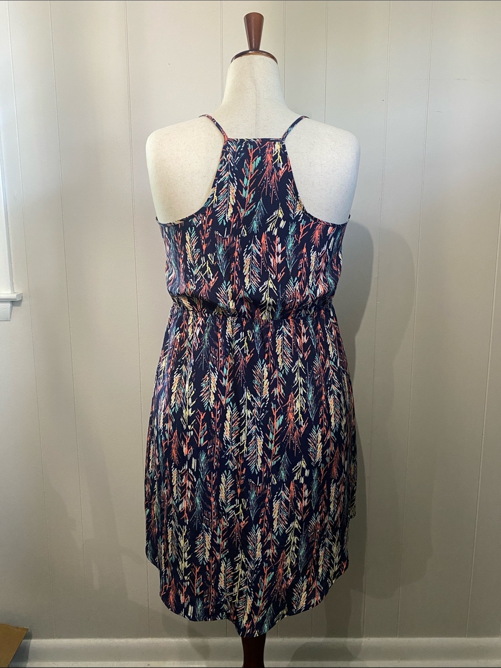 Navy Floral Print Ruffle Sundress - Picture 3 of 5